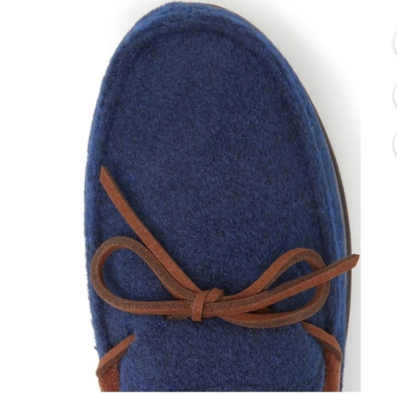 Dearfoams men’s Cozy Comfort Berber Moccasin Slipper in navy blazer S 7-8 NWT